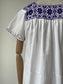 1970s White and Purple Embroidered Cross Stitch Cotton Dress