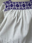 1970s White and Purple Embroidered Cross Stitch Cotton Dress