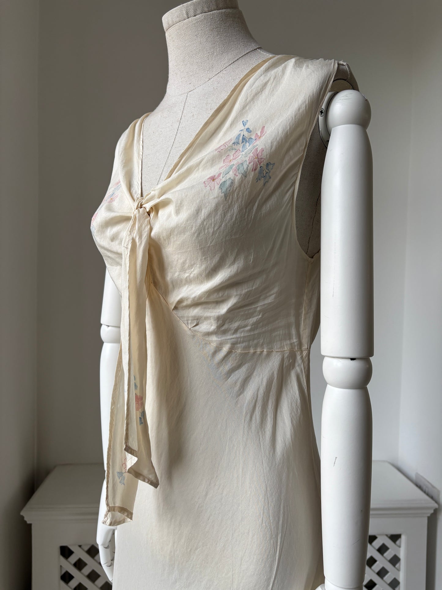1930s Silk Bias Nightdress Slip with Tie