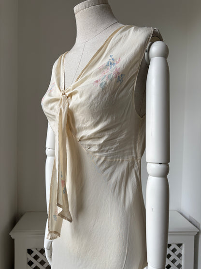 1930s Silk Bias Nightdress Slip with Tie