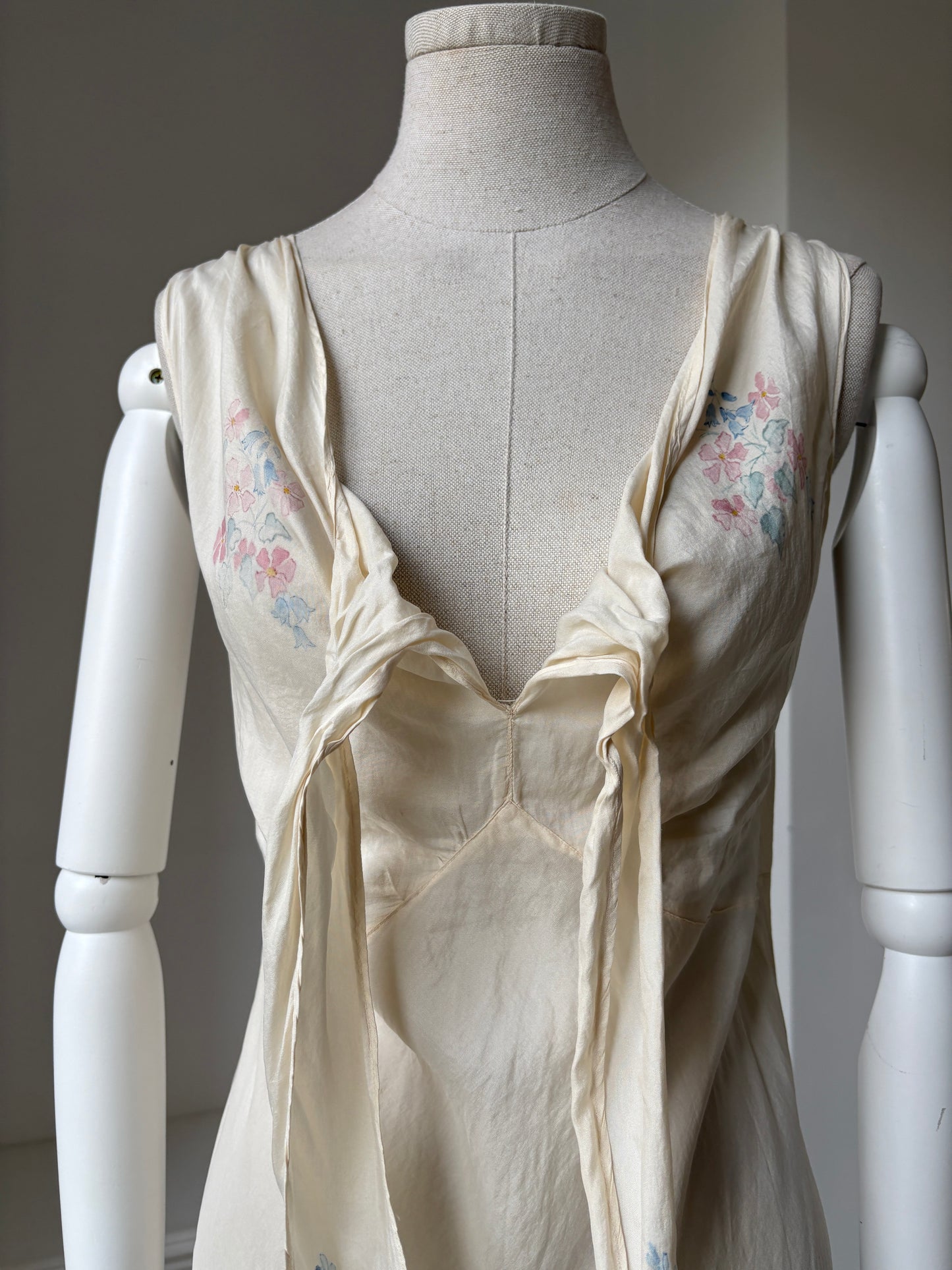 1930s Silk Bias Nightdress Slip with Tie
