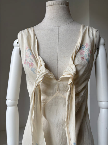 1930s Silk Bias Nightdress Slip with Tie