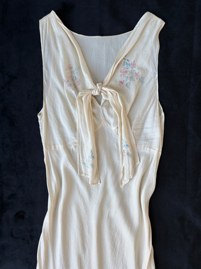 1930s Silk Bias Nightdress Slip with Tie