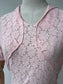 1930s 1940s Baby Pink Lace Collared Day Dress