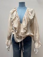 2000s Pure Silk Ruffle Blouse