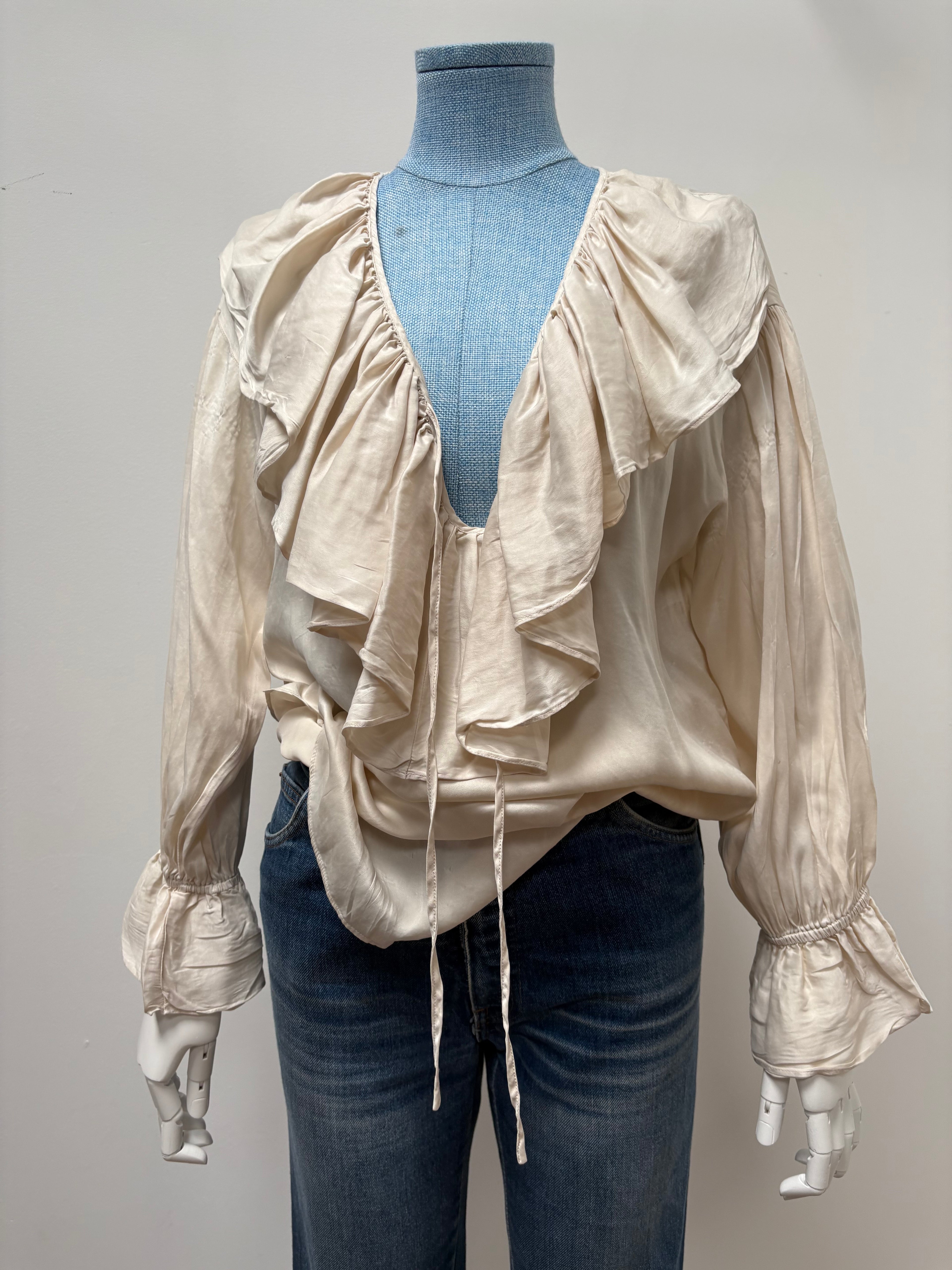 2000s Pure Silk Ruffle Blouse