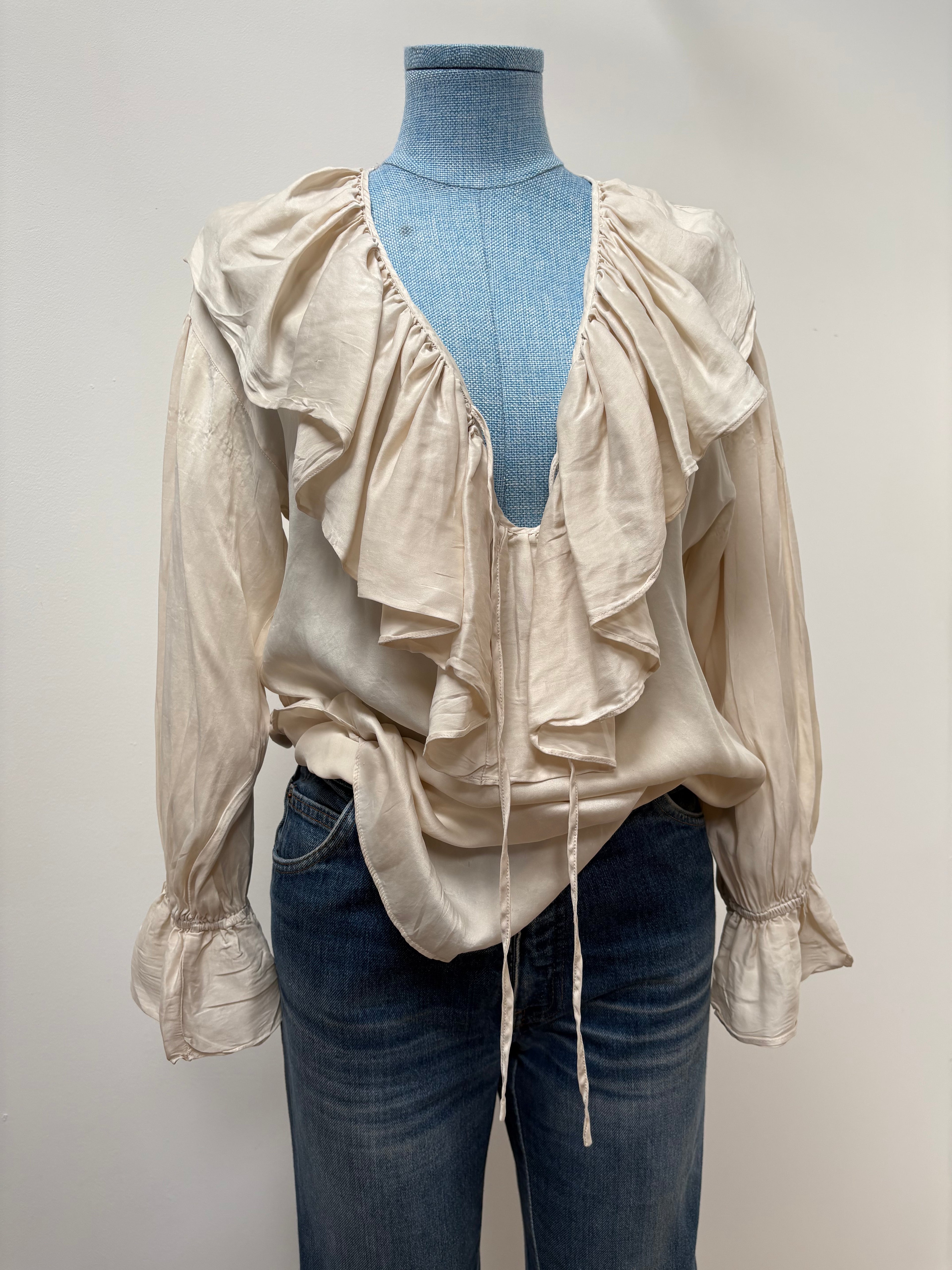 2000s Silk Ruffle Blouse