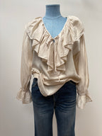 2000s Pure Silk Ruffle Blouse