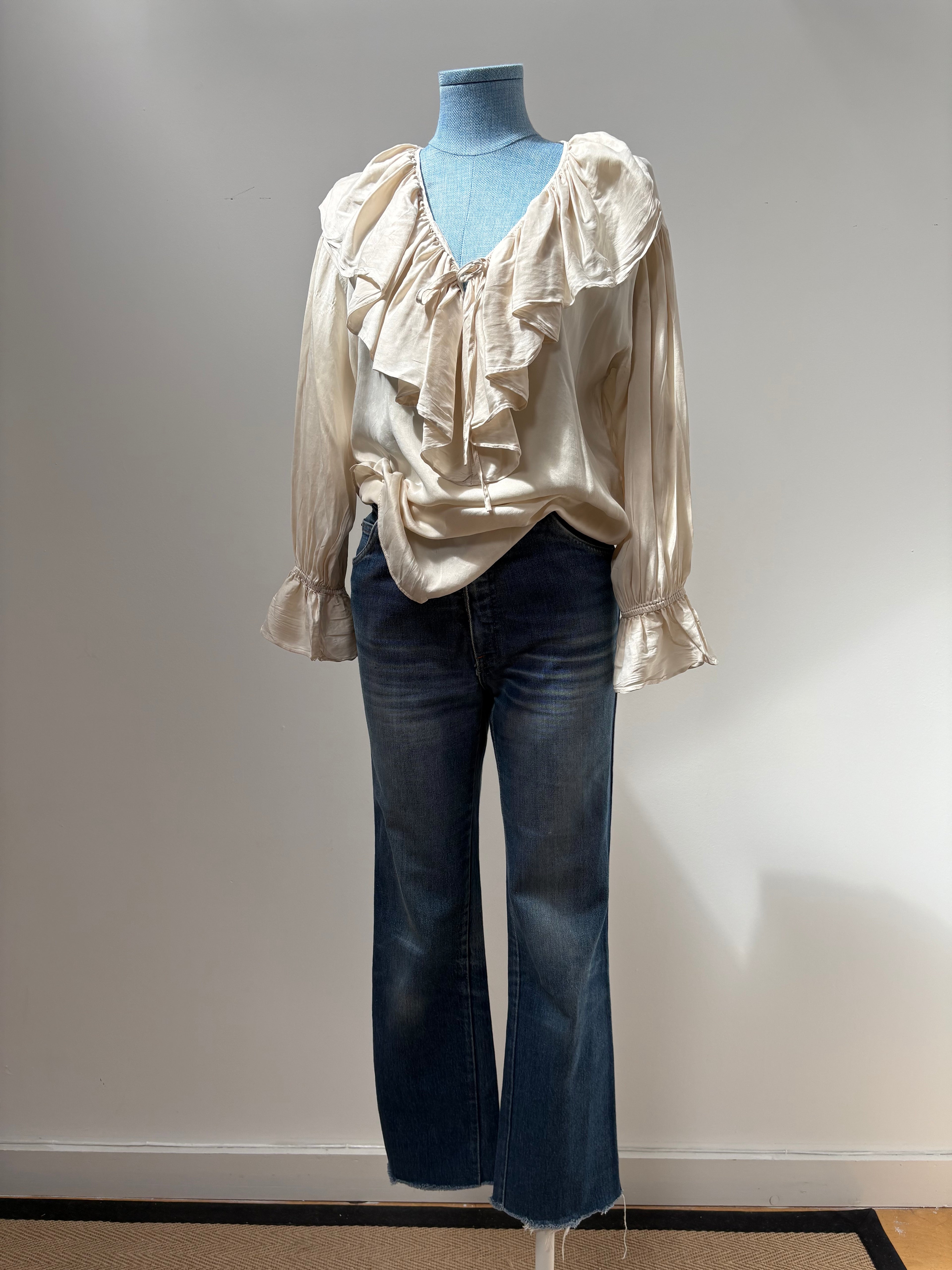 2000s Pure Silk Ruffle Blouse