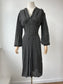 1930s Black and White Floral Crepe de Chine Dress with Blouson Sleeves