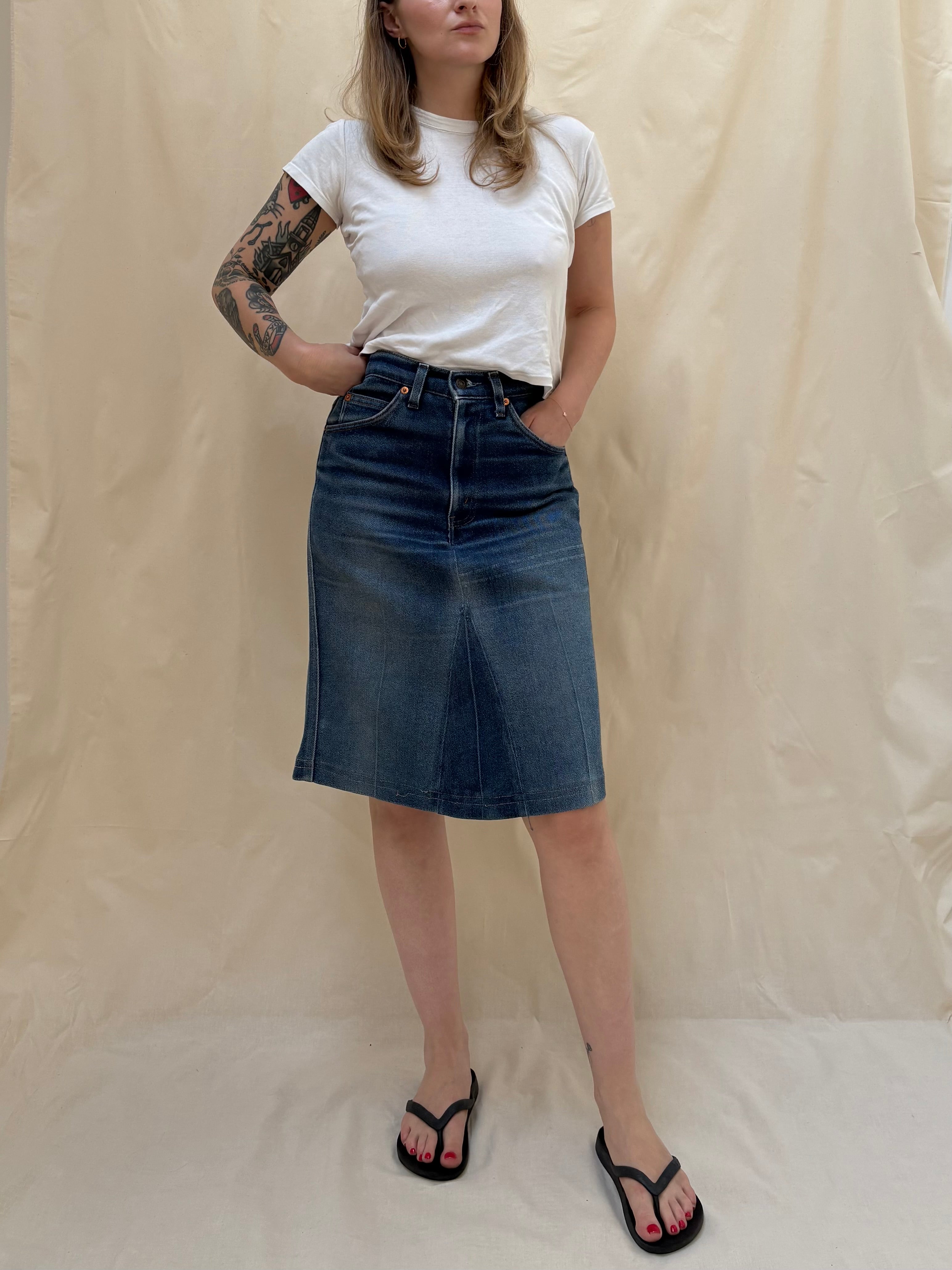 1990s 'Levi's' Orange Tab A-Line Denim Skirt