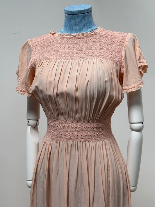 1940s Smocked Midi Dress