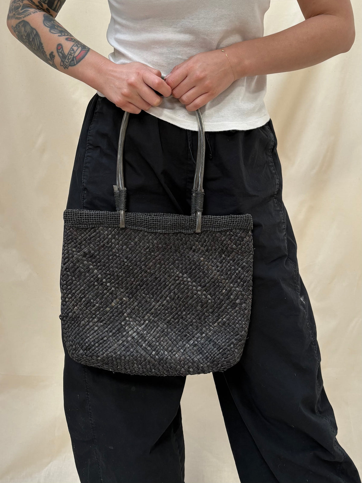 1990s Woven Raffia Handbag