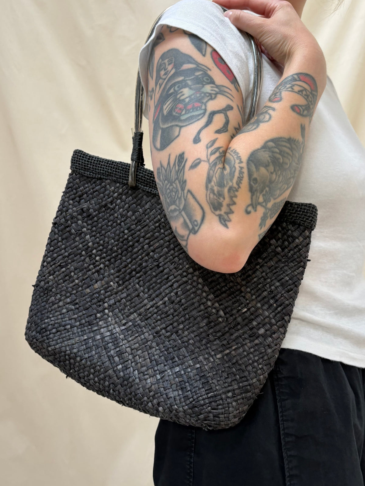 1990s Woven Raffia Handbag