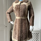 1960s Brown & Cream Faux Shearling Coat