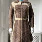 1960s Brown & Cream Faux Shearling Coat