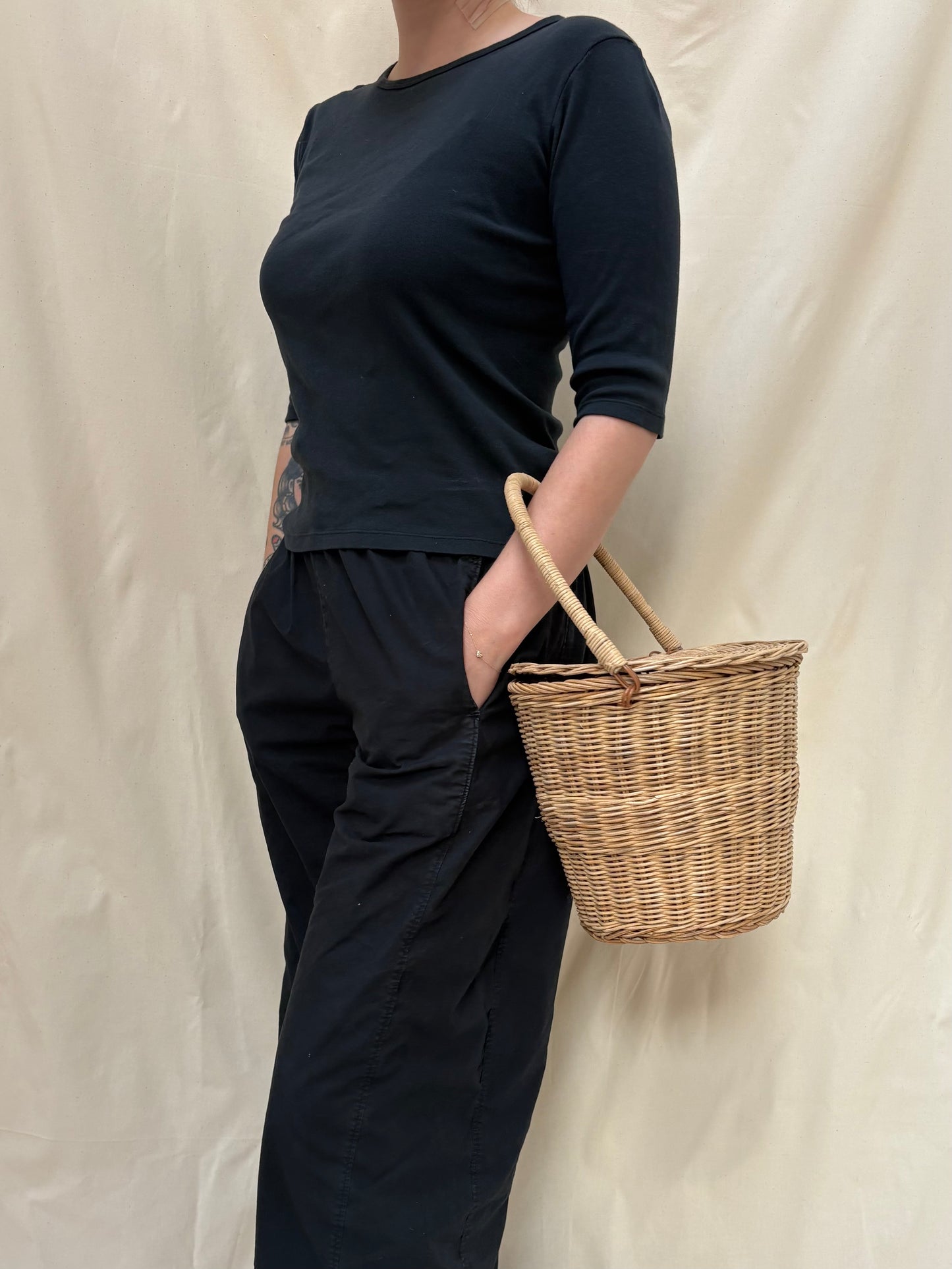 Vintage Structured Basket Bag