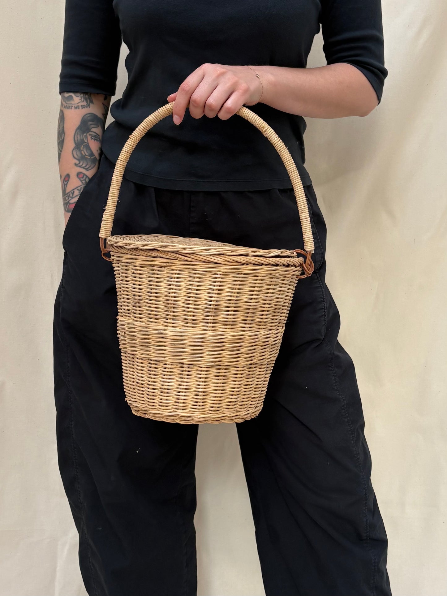 Vintage Structured Basket Bag