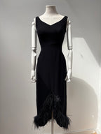 1960s Wiggle Dress with Feather Hem