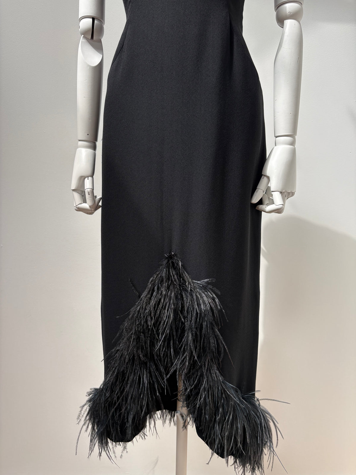 1960s Wiggle Dress with Feather Hem