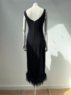 1960s Wiggle Dress with Feather Hem