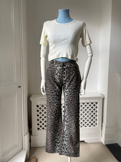 2000s Y2K Italian Leopard Print Trousers