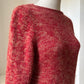 1960s 1970s Mohair Red Knit Boatneck Sweater