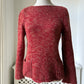 1960s 1970s Mohair Red Knit Boatneck Sweater