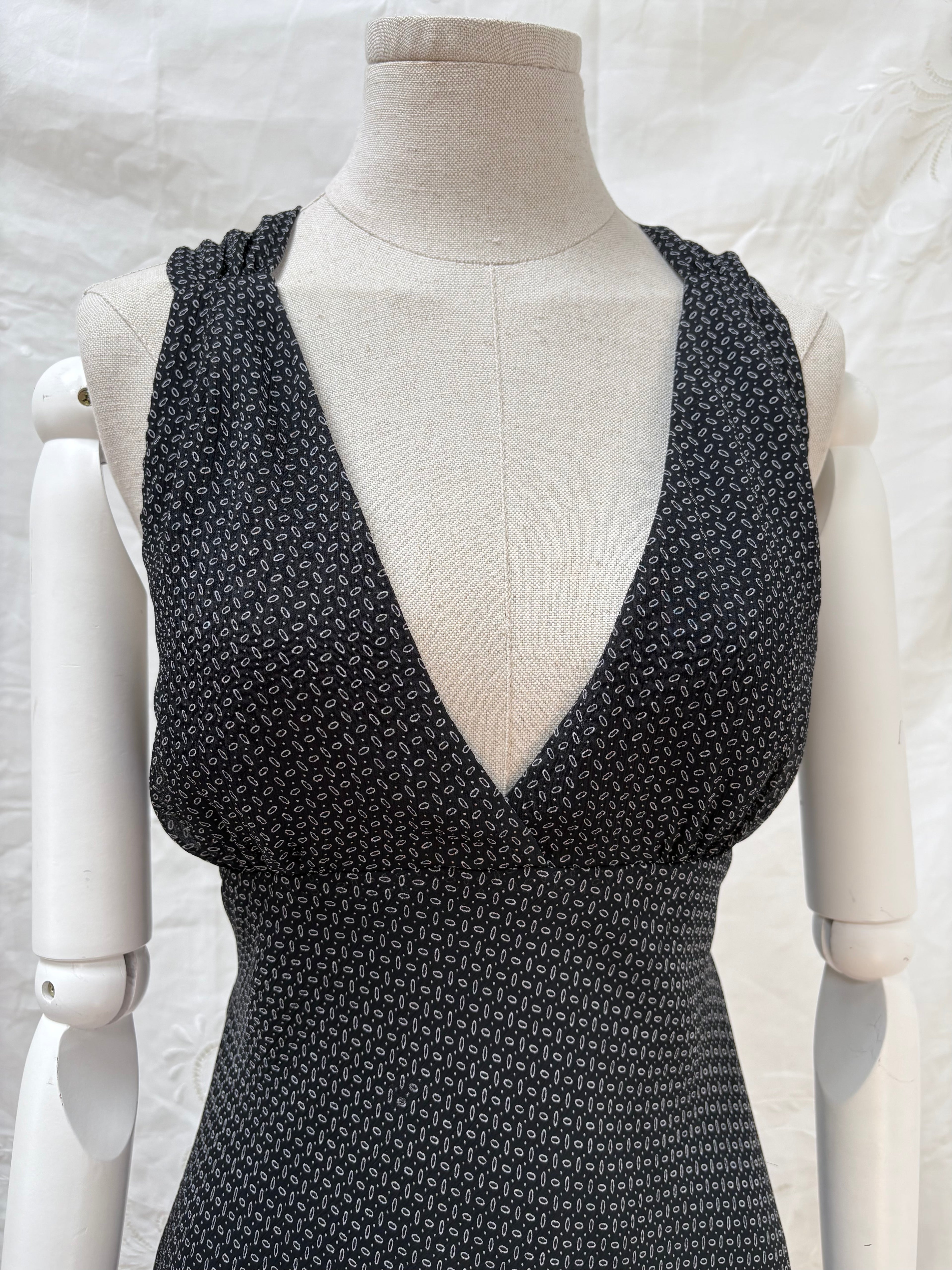 2000s Printed Dress with Deep Neckline