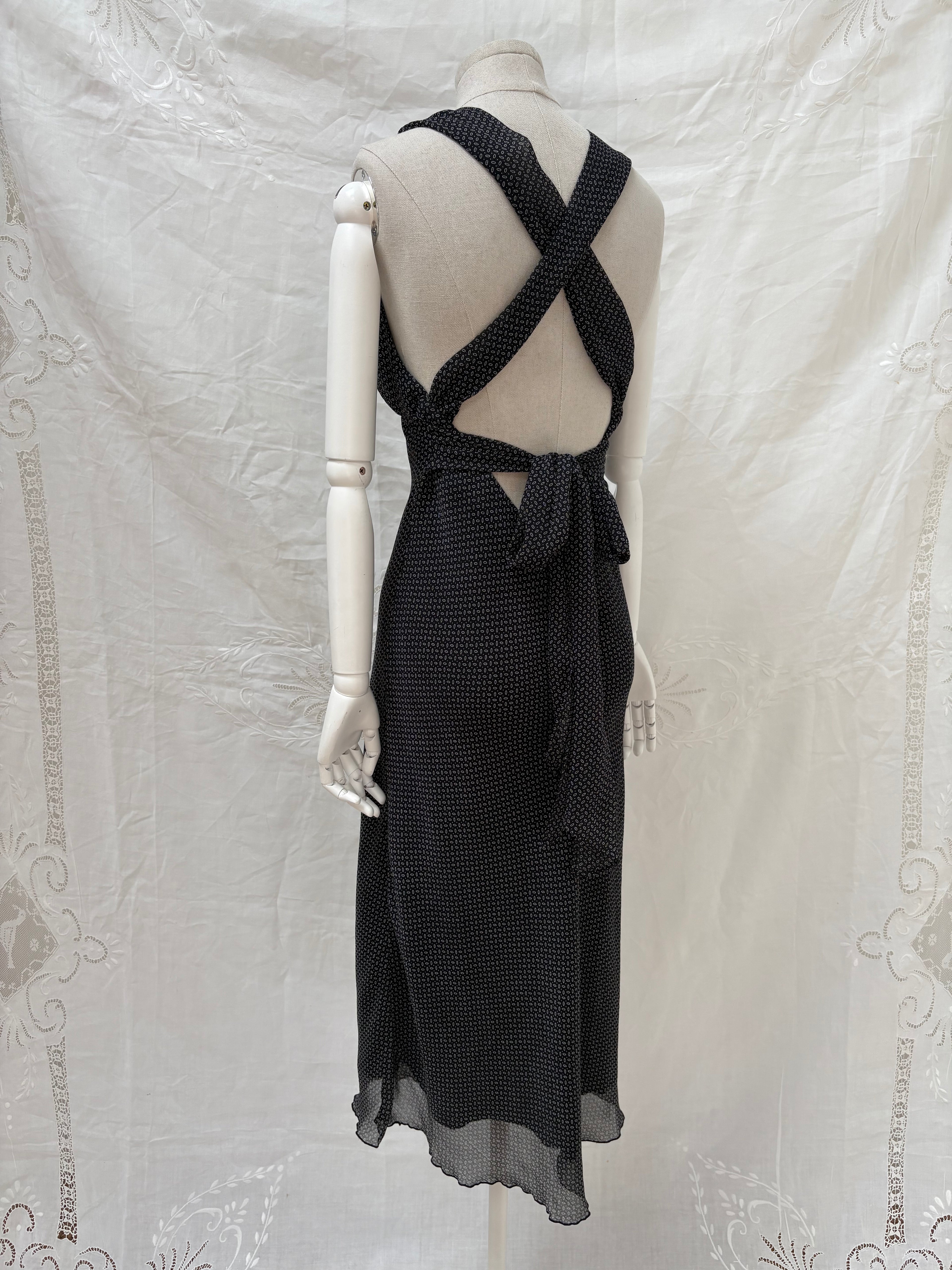 2000s Printed Dress with Deep Neckline