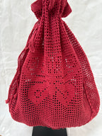 Vintage 1980s Red Crochet Bag