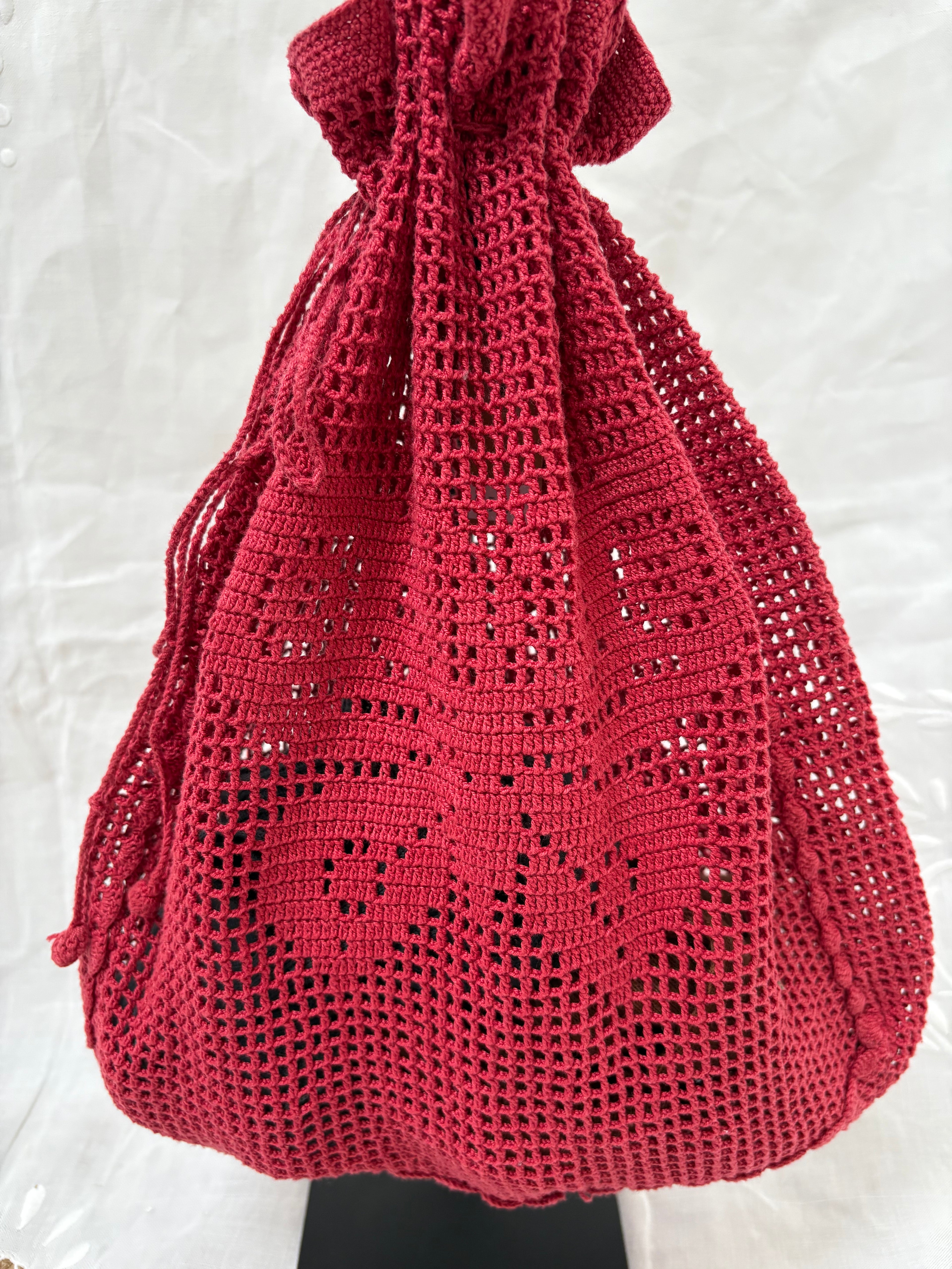 Vintage 1980s Red Crochet Bag