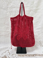 Vintage 1980s Red Crochet Bag