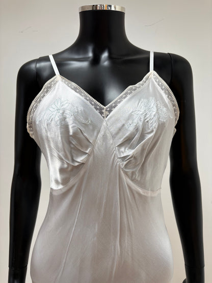 1940s Deadstock Ice Blue Satin Bias Slip