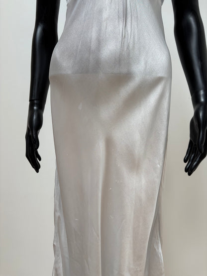 1940s Deadstock Ice Blue Satin Bias Slip