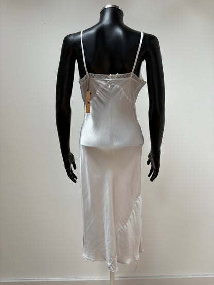 1940s Deadstock Ice Blue Satin Bias Slip
