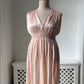 1940s Pink Satin Slip with Smocking