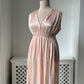 1940s Pink Satin Slip with Smocking