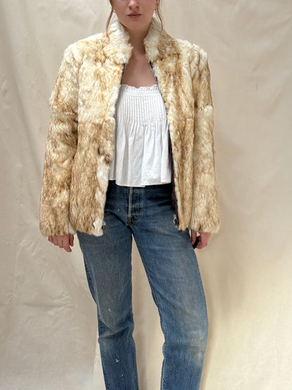 1970s 'Split End Ltd' Rabbit Fur Bomber Jacket
