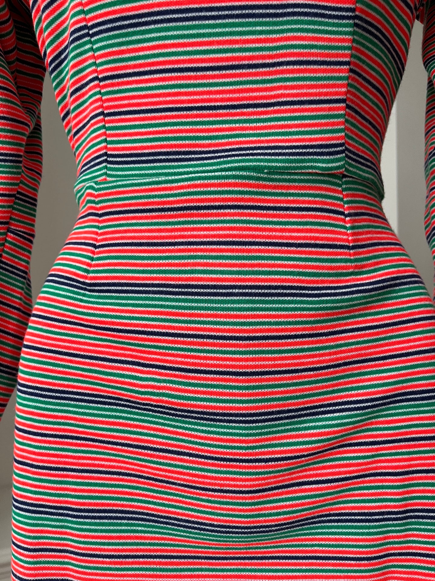 1970s Homemade Striped Boat Neck Maxi Dress