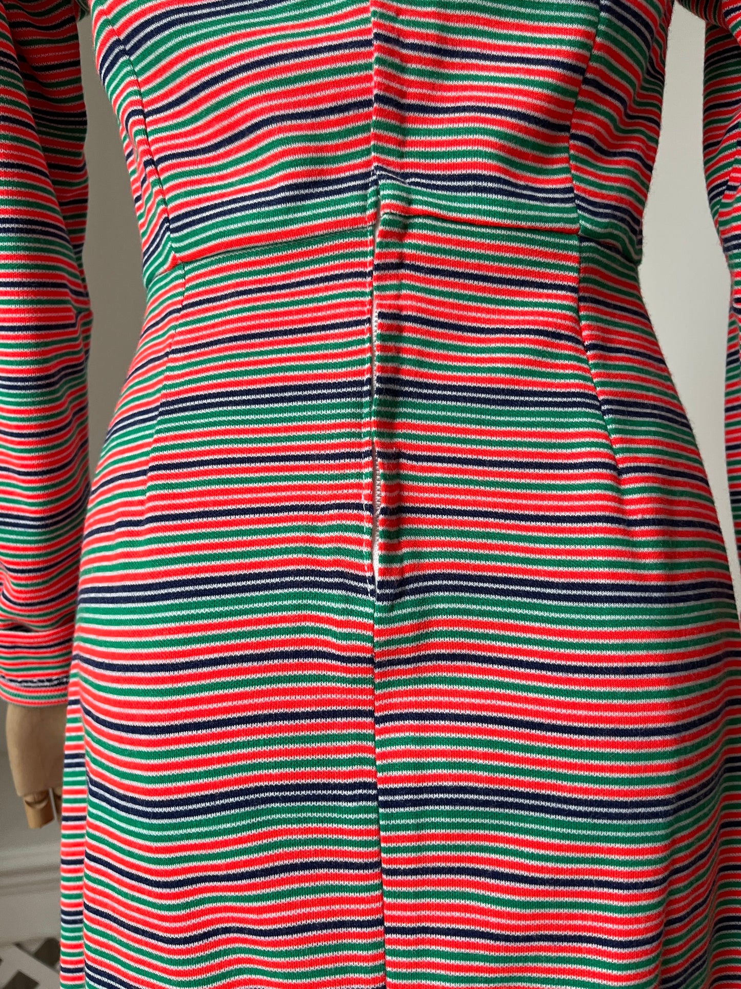 1970s Homemade Striped Boat Neck Maxi Dress