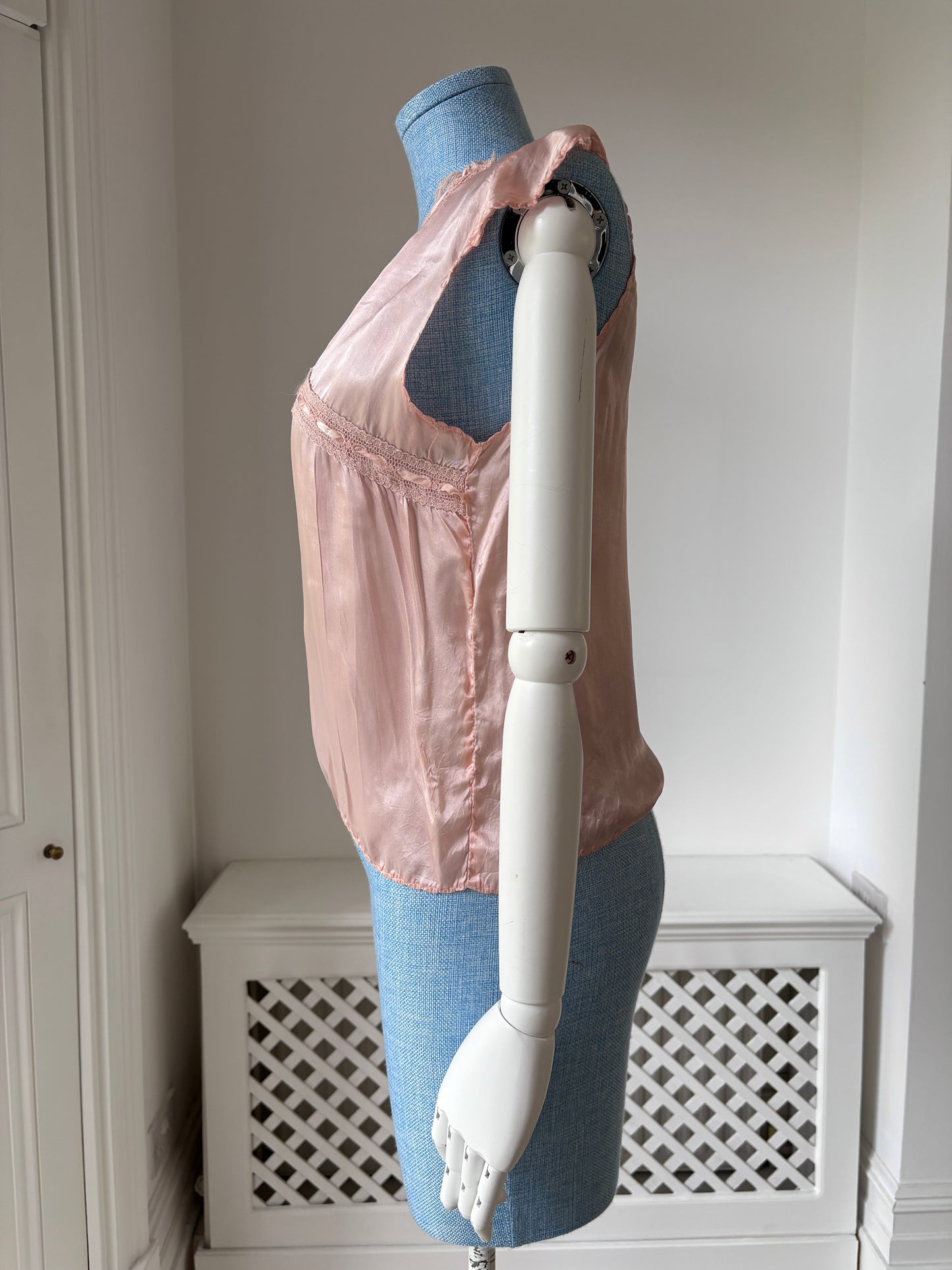 1930s Pink Satin Pyjama Blouse