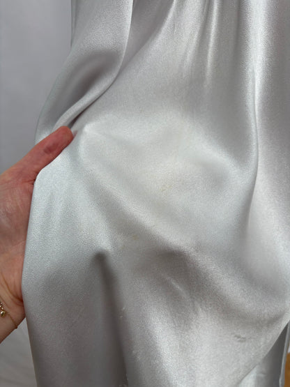 1940s Deadstock Ice Blue Satin Bias Slip