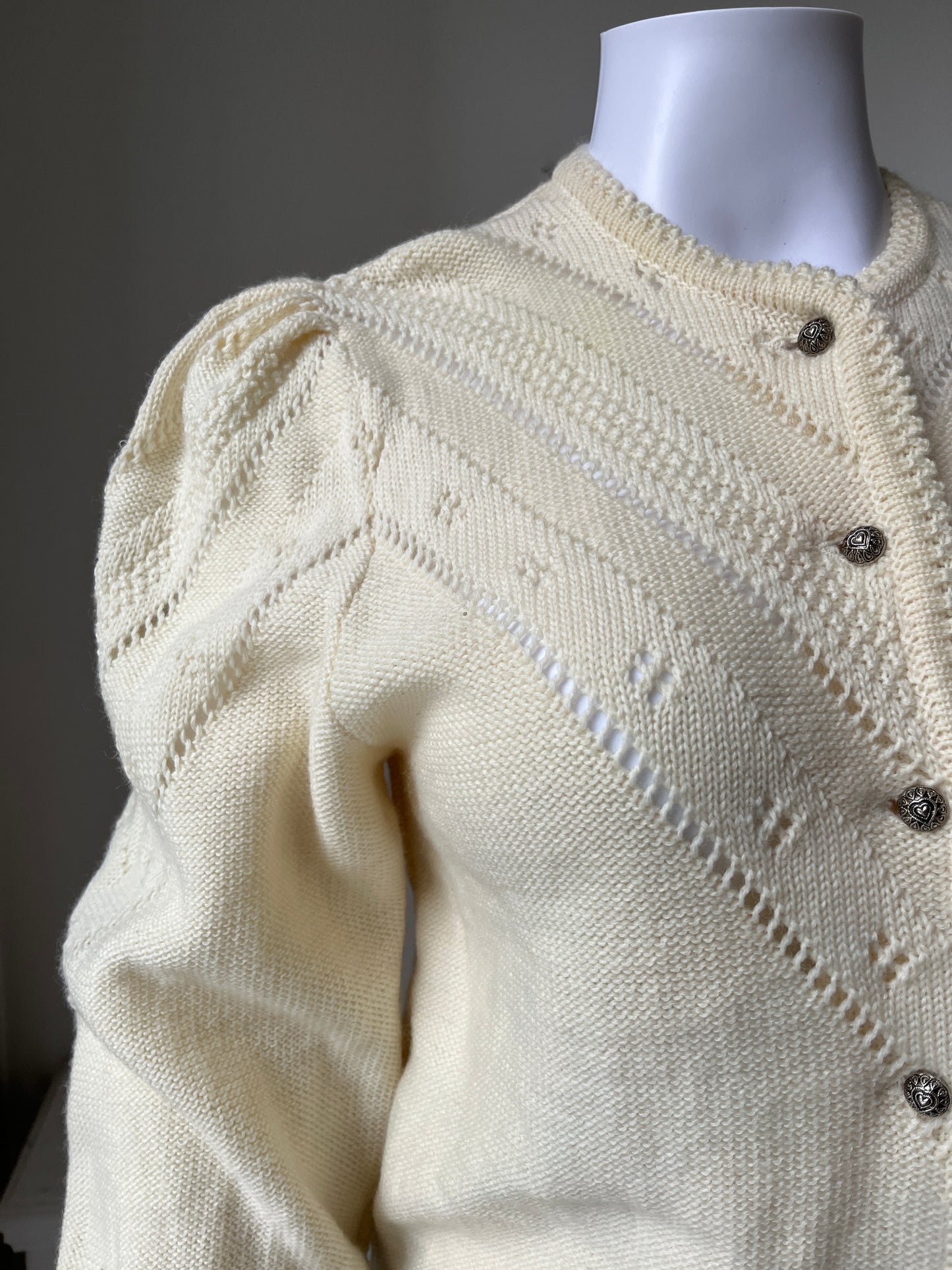 1980s Butter Cream Tratchten Style Wool Cardigan