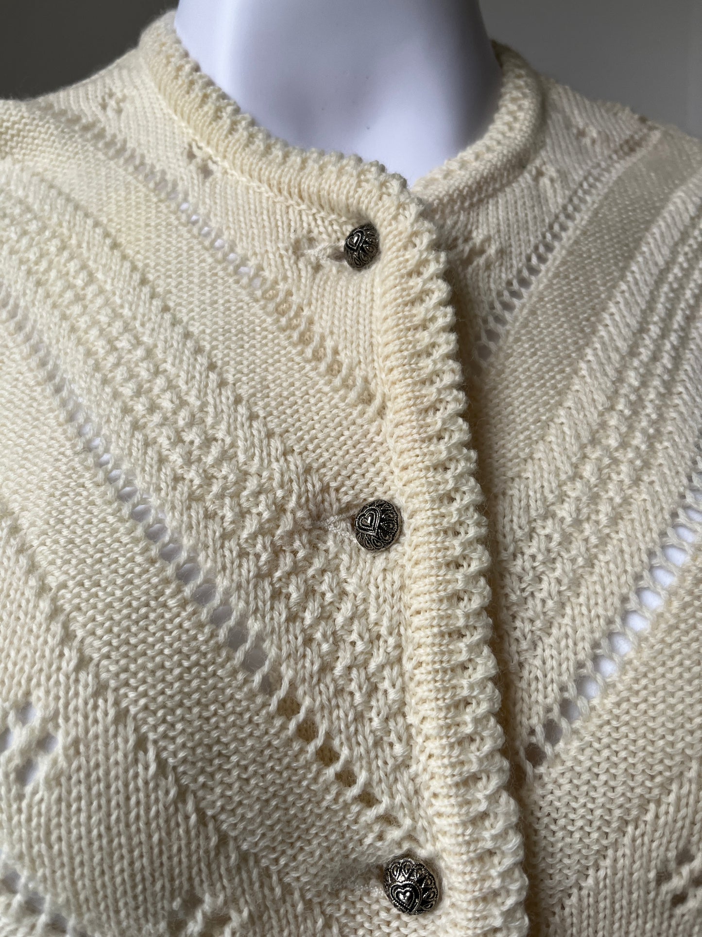 1980s Butter Cream Tratchten Style Wool Cardigan