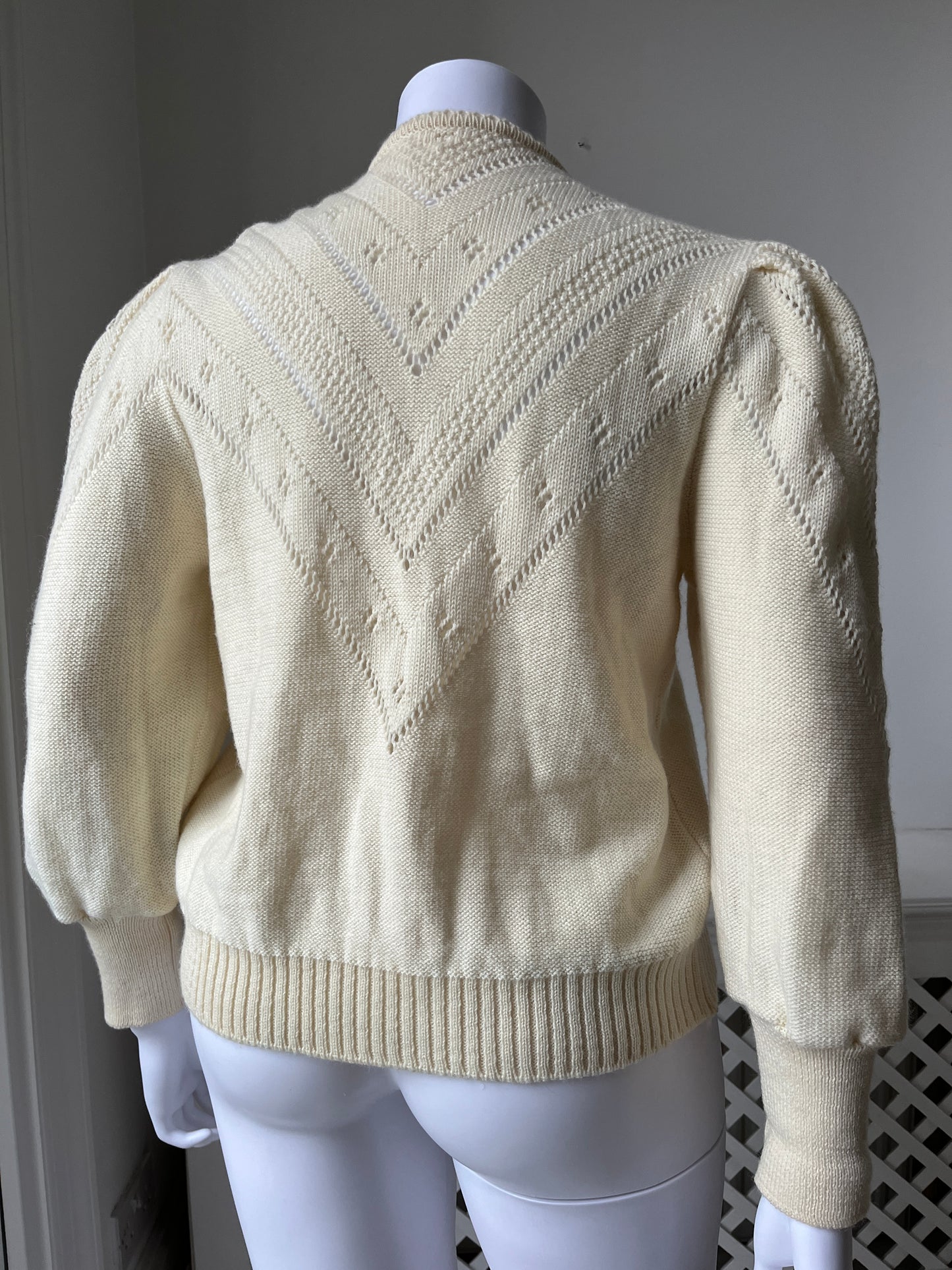 1980s Butter Cream Tratchten Style Wool Cardigan