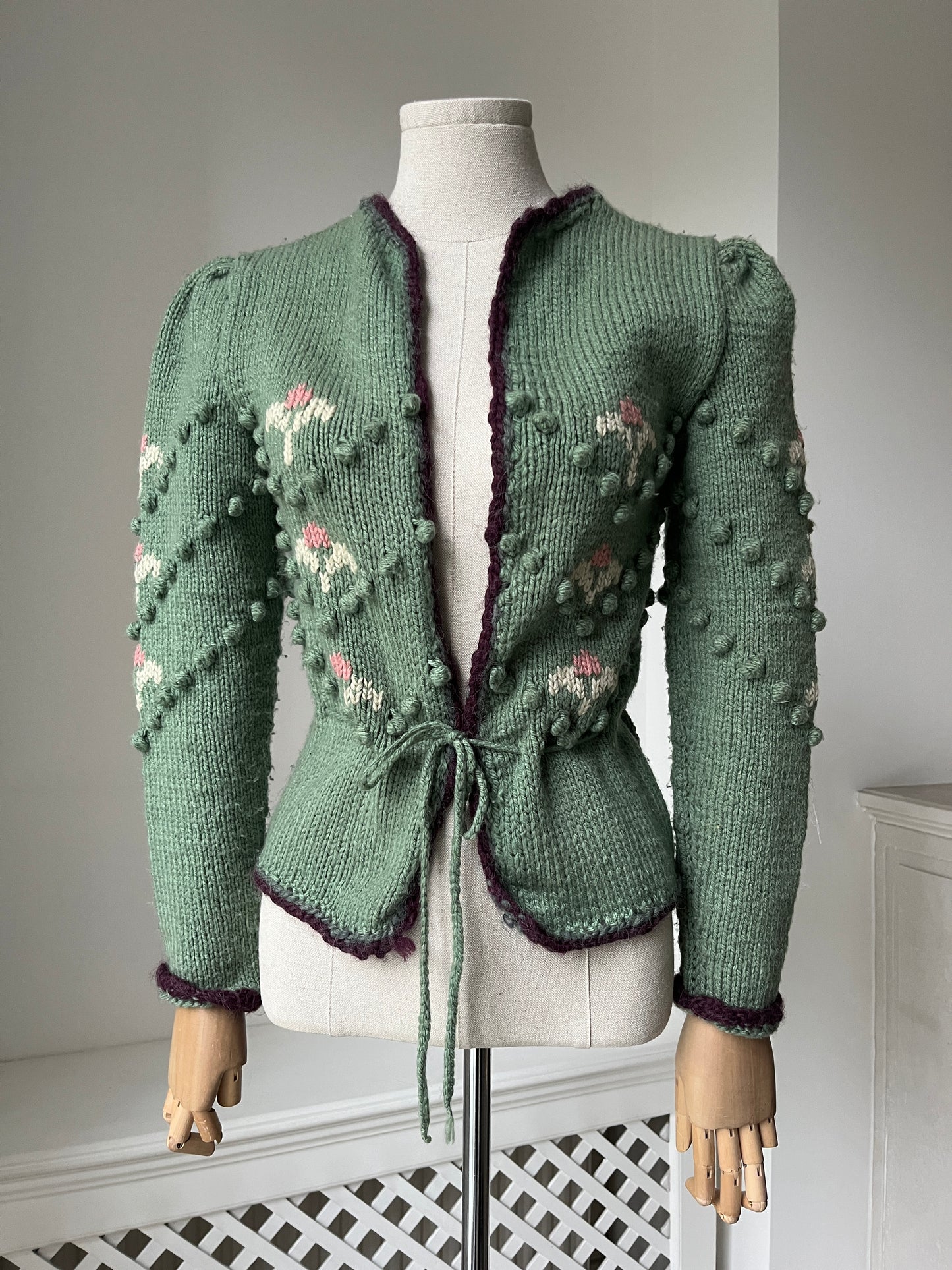 1940s Style Tyrolean Green Cardigan