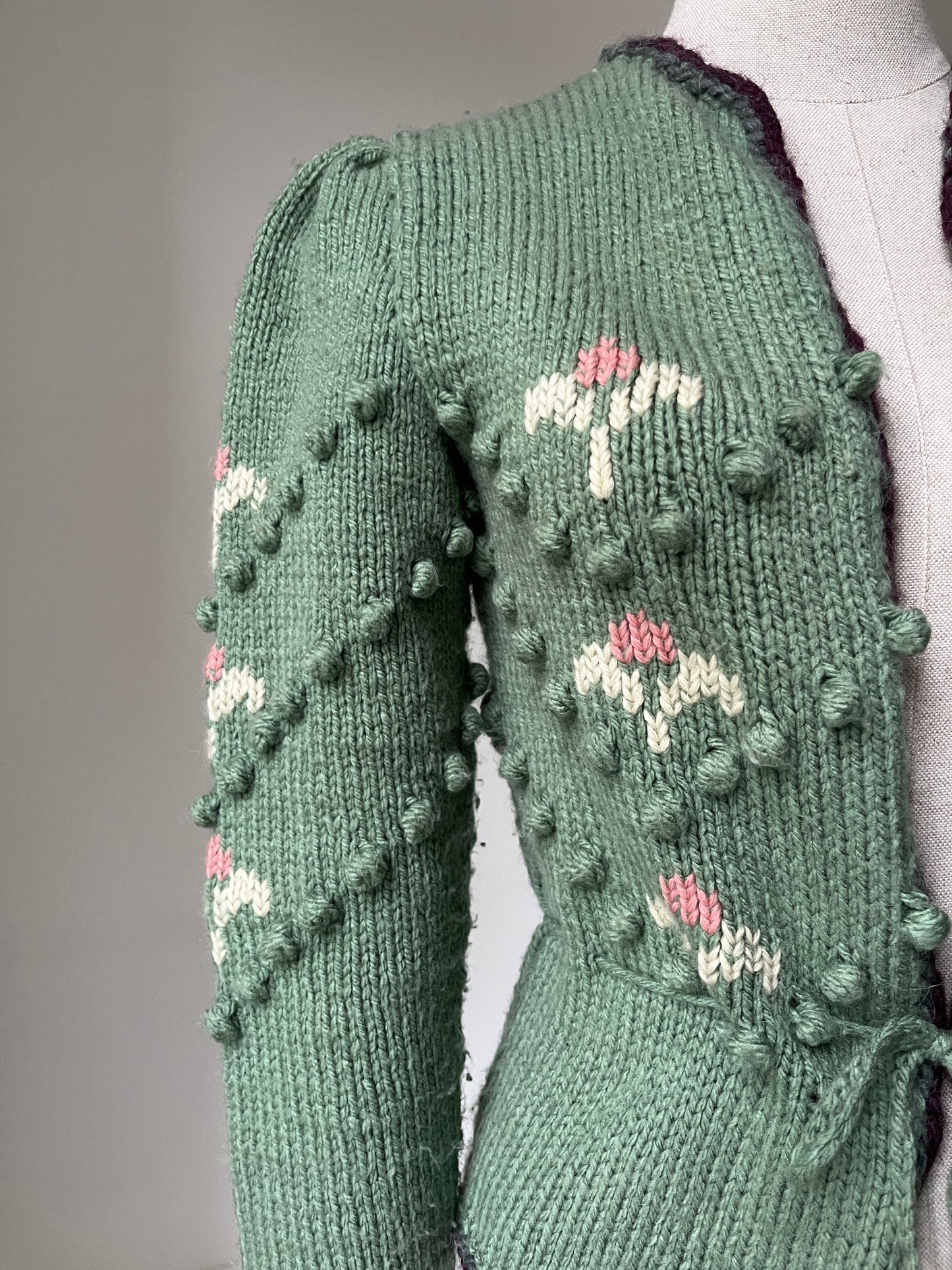 1940s Style Tyrolean Green Cardigan