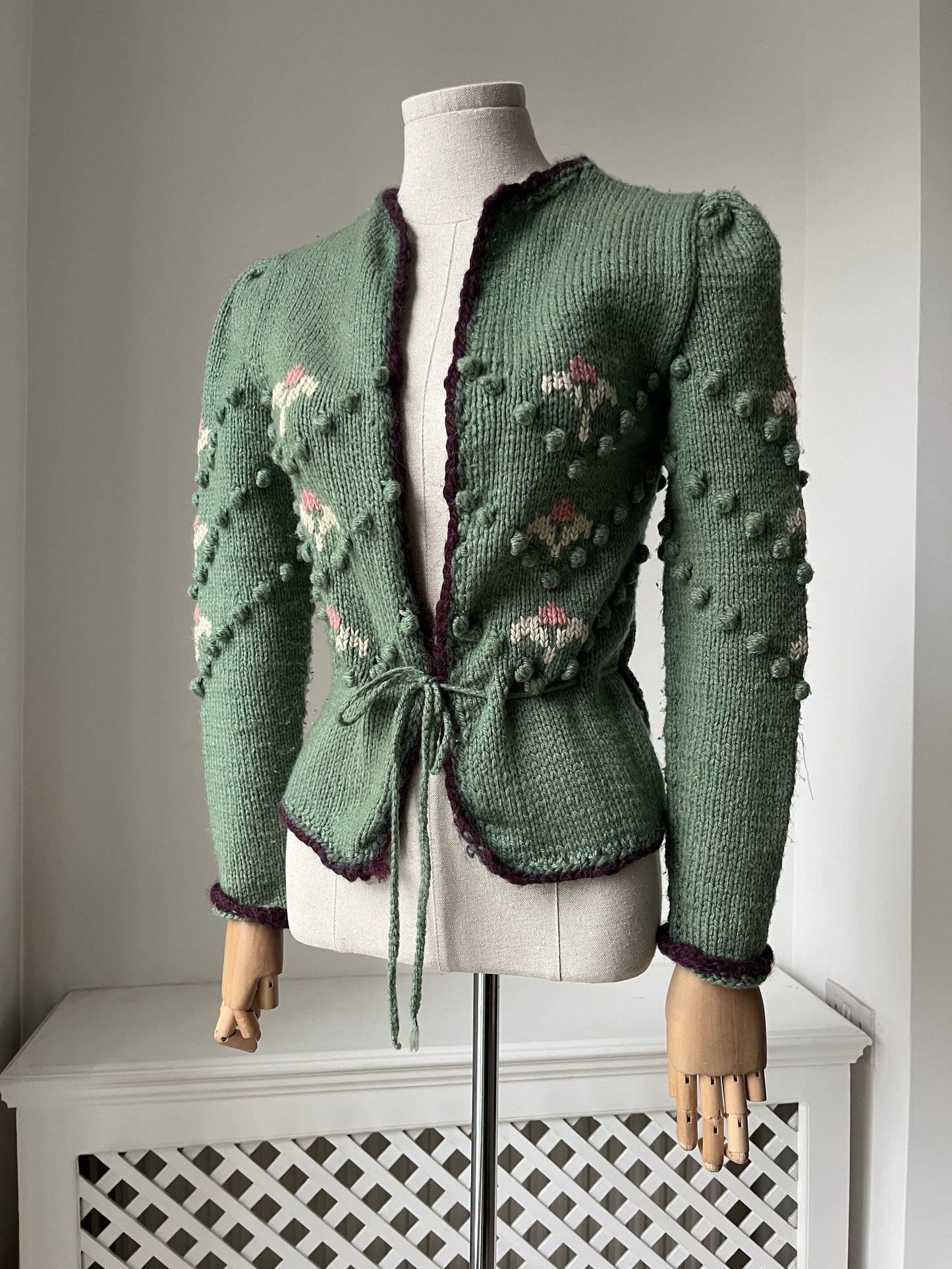 1940s Style Tyrolean Green Cardigan