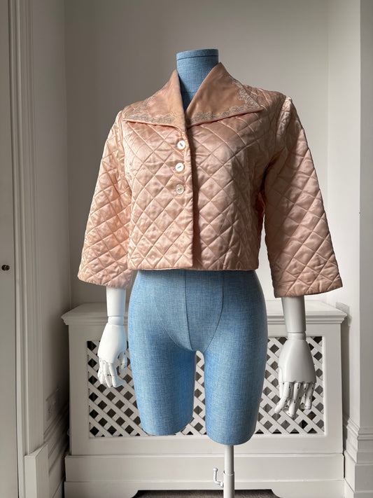 1950s Pink Quilted Bed Jacket